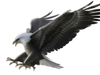 Obraz premium Eagle in flight isolated. Bald eagle swoop attack on white background. Amazing Eagle.