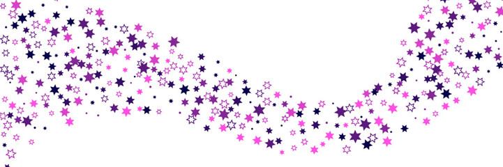 Falling confetti stars. Blue and pink stars on a white background. Festive background. Abstract texture on a white background. Design element. Vector illustration, eps 10.