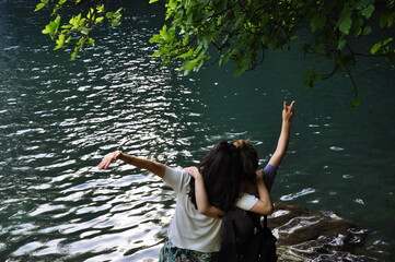Woman looking for peace in the nature