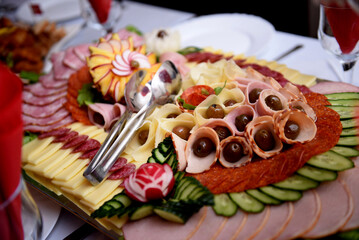 well decorated festive catering food, holiday food and food decoration concept, 