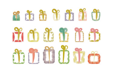 box, gift, texture, watercolor, bag, vector, icon, paper, set, symbol, illustration, design, sale, package, object, shop, bags, retail, icons, business, buy, christmas, packet, present, shopping bag, 