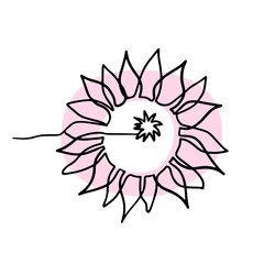 Obraz premium Single line drawing of protea flower and abstract shapes on white background