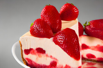Digital Illustration Slice of Gourmet Strawberry Cheesecake