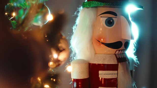 Christmas Nutcracker Under Tree in the night 