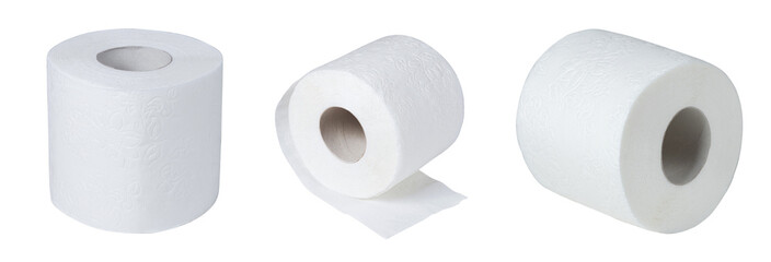 set of toilet paper on white background
