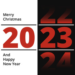 Creative concept of 2023 Happy New Year poster. Abstract design typography logo 2023. Minimalistic trendy backgrounds for branding, banner, cover, card or social media template.