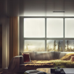 cozy luxurious interior with a beautiful view
