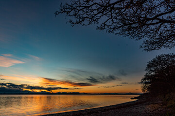 Fototapeta premium Sunrise at Penrhos Nature Park, Isle of Anglesey, North Wales 