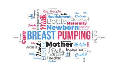 Fototapeta premium Breast Pumping word cloud background. Health awareness Vector illustration design concept.