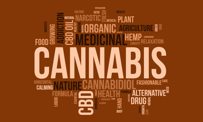 Cannabis word cloud background. Health awareness Vector illustration design concept.