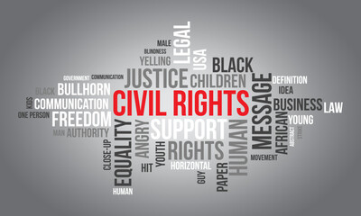 Fototapeta na wymiar Civil Rights word cloud background. Federal awareness Vector illustration design concept.