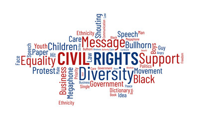 Obraz premium Civil Rights word cloud background. Federal awareness Vector illustration design concept.