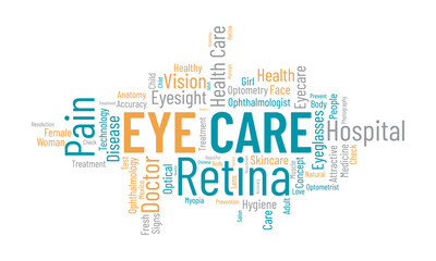 Eye Care word cloud background. Health awareness Vector illustration design concept.