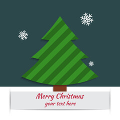 Christmas tree applique. Christmas Greeting Card. Vector illustration