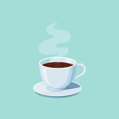 A Cup of hot coffee vector. Hot and Fresh Black Coffee.