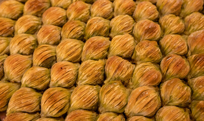 Turkish dessert, mussel dessert with pistachio