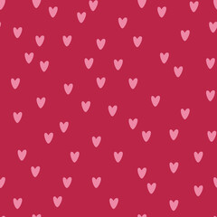 Seamless pattern of white hearts in color Viva Magenta