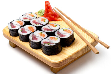 sushi and chopsticks