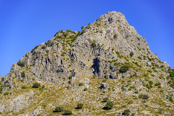 Peak of the rocky mountains of the Sierra de Grazalema in Cadiz, Andalucia.