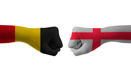 England VS Belgium hand flag Man hands patterned football world cup