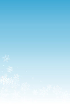 Gray Snowfall Vector Blue Background. New Silver