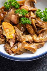 mushrooms marinated mix different kind delicious snack healthy meal food snack on the table copy space food background rustic top view