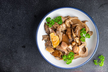 mushrooms marinated mix different kind delicious snack healthy meal food snack on the table copy space food background rustic top view