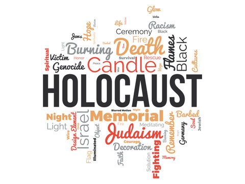 Holocaust word cloud background. Jewish awareness Vector illustration design concept.