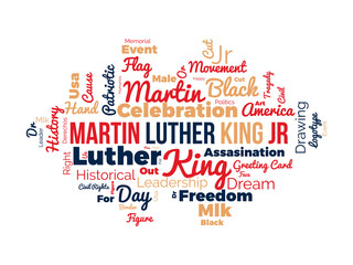 Martin Luther King Jr. word cloud background. Federal awareness Vector illustration design concept.