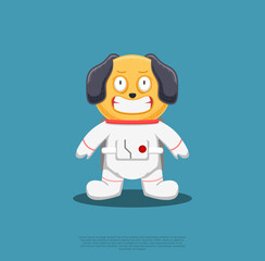 cute dog smile astronaut illustration. flat cartoon style