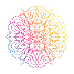 Fototapeta na wymiar Ornamental rainbow mandala , colorful indian pattern design.