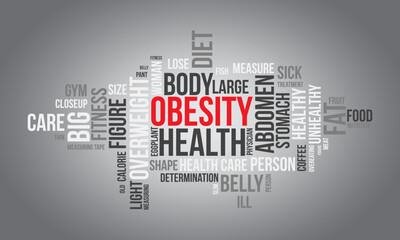 Obesity word cloud background. Health awareness Vector illustration design concept.