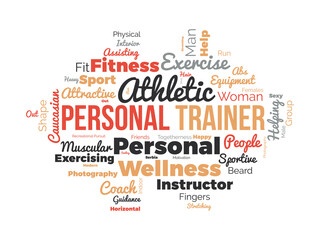 Personal Trainer word cloud background. Sports Health awareness Vector illustration design concept.