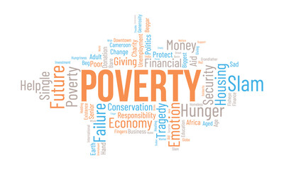 Poverty word cloud background. Educational awareness Vector illustration design concept.