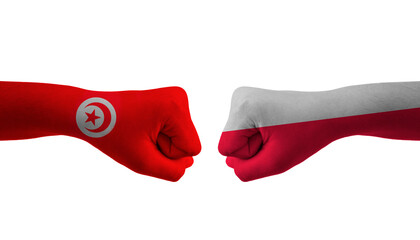 Poland VS Tunisia hand flag Man hands patterned football world cup