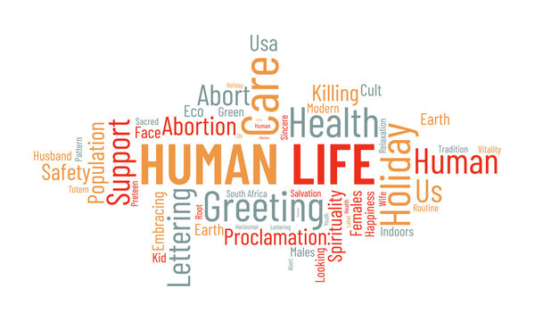 Human Life word cloud background. Appreciation awareness Vector illustration design concept.