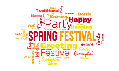 Obraz premium Spring Festival word cloud background. Cultural awareness Vector illustration design concept.