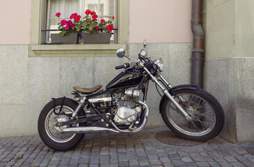 Fototapeta na wymiar beautiful retro motorcycle close-up