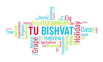 Obraz premium Tu Bishvat word cloud background. Environment awareness Vector illustration design concept.