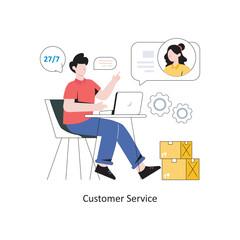 Customer Service flat style design vector illustration. stock illustration