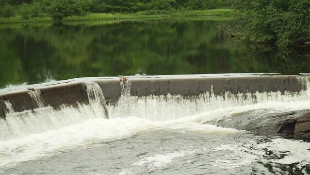 A Small Man Made Waterfall In The Muskoka Cottage Country Part Of Ontario