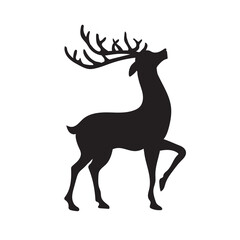 Fototapeta na wymiar Black silhouette of Dear head with big antlers. Vector illustration.
