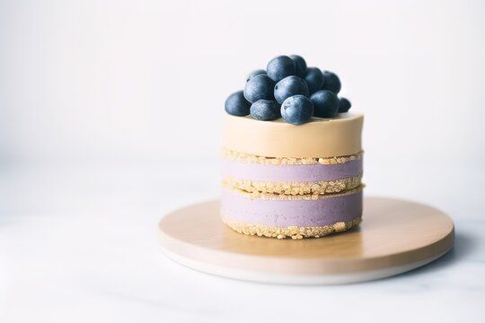 AI-generated Image Of A Delicious Raw Vegan Blueberry Cashew Mini Cake