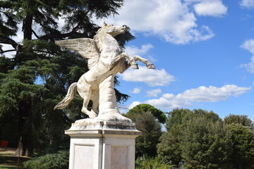 Statue of Pegasus sculpted by Aristodemo Costoli, located in the Boboli Gardens, Florence, Italy