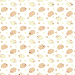 Manju pattern11. Cute Japanese pattiers in the form of a cat and a rabbit. Doodle color cartoon vector illustration.