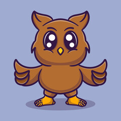 Cute owl cartoon vector icon illustration