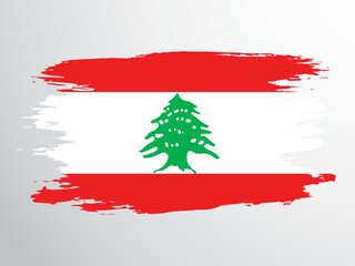 Flag of Lebanon painted with a brush