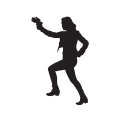 Fototapeta na wymiar illustration of female galactic ranger. isolated woman in black agent vector silhouette.