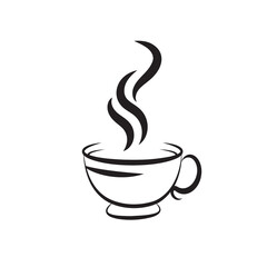 Steaming cup coffee vector hand-drawn illustration.