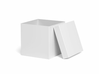 Empty box isolated on white background. Open. 3d illustration.